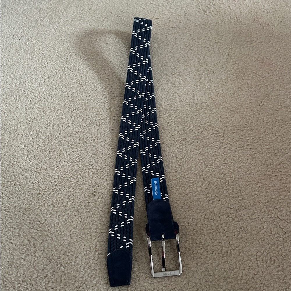 Beltology Navy/White Woven Stretch Belt sz 40.25 in. - Picture 4 of 5